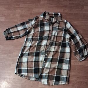 SHEIN Plaid Shacket 3xl Brown, Black, and White